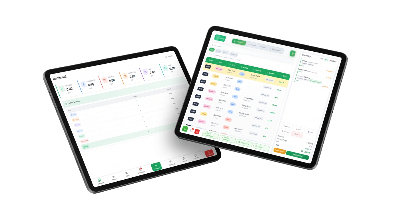 Sonic cloud restaurant POS running on tablets — order screen and dashboard
